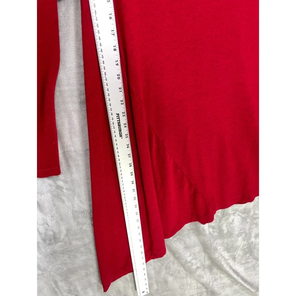 Bryn Walker Size L Red Asymmetrical Hem Stretch Tunic‎ Dress Siro Rayon